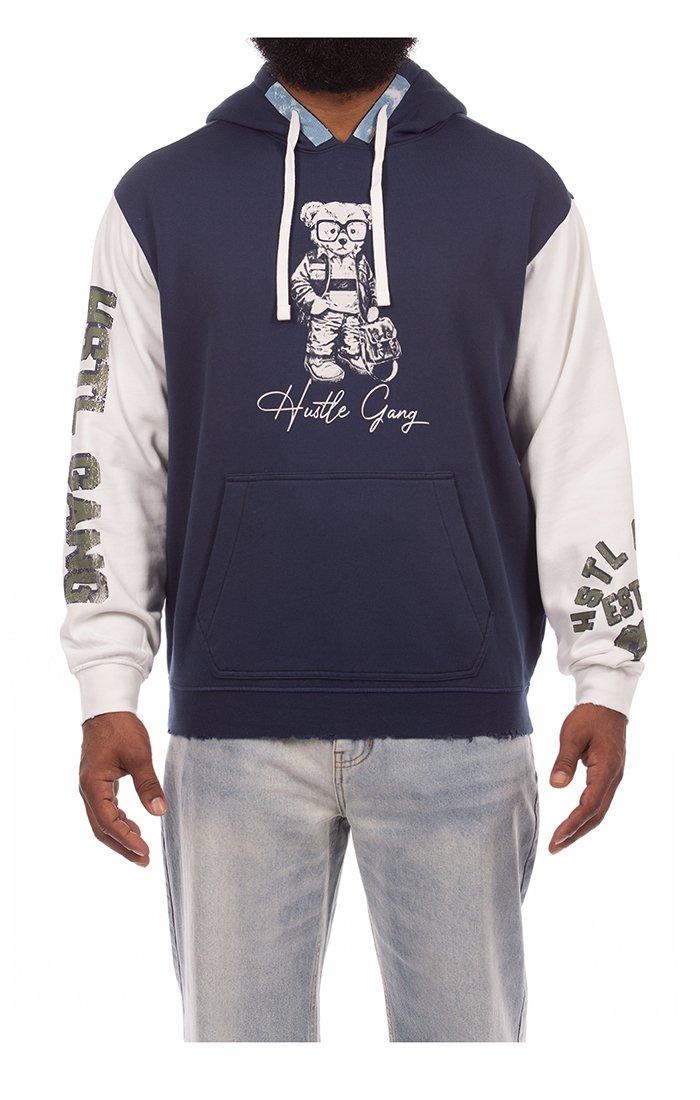 Hustle Gang Men's Paddington Hoodie - Blue/White - BLUE/WHITE